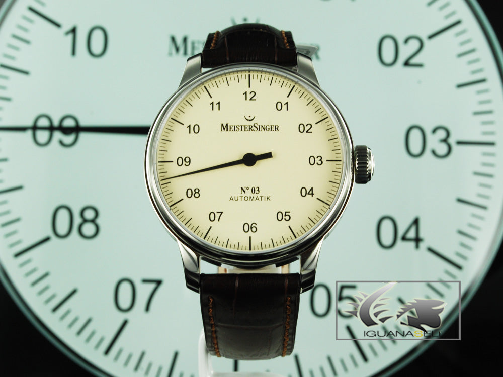 Montre  Meistersinger N3, ETA 2824-2, 43mm. Bracelet en cuir, AM903-SG02