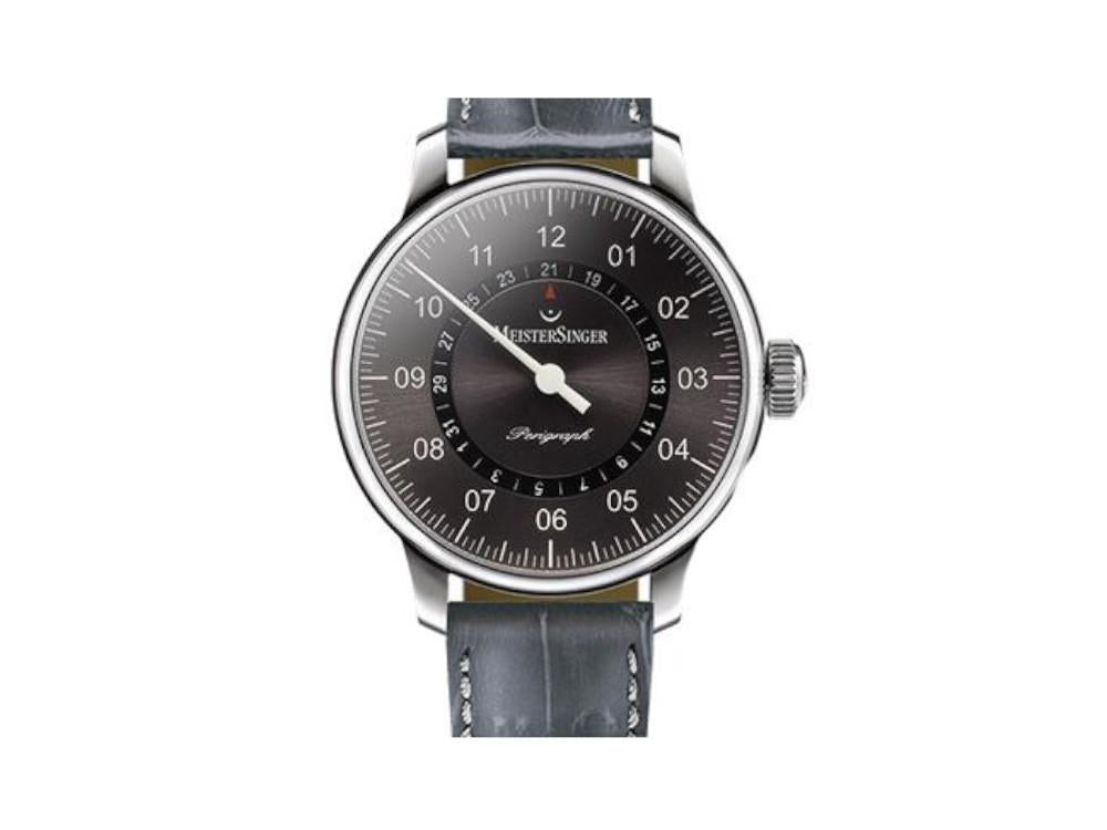 Montre Automatique Meistersinger Perigraph, ETA 2824-2, 43mm. Bracelet en cuir