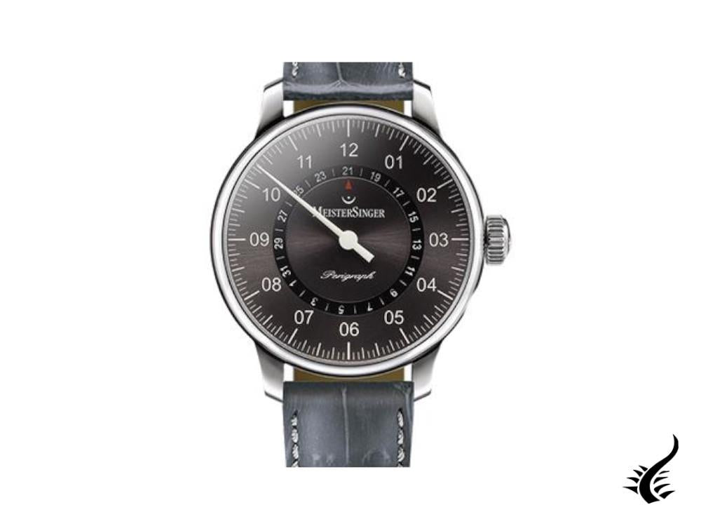 Montre Automatique Meistersinger Perigraph, ETA 2824-2, 43mm. Bracelet en cuir