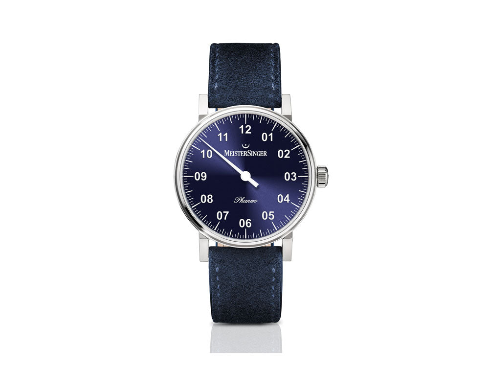 Montre Meistersinger Phanero, Remontage manuel, Sunburst bleu, PH308-SV14