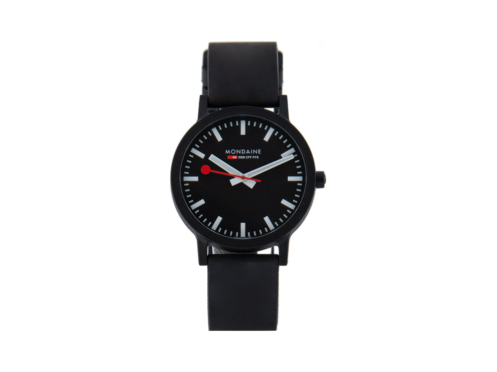 Montre à Quartz Mondaine Essence, Écologique - recyclé, Noir, 41mm, MS1.41120.RB