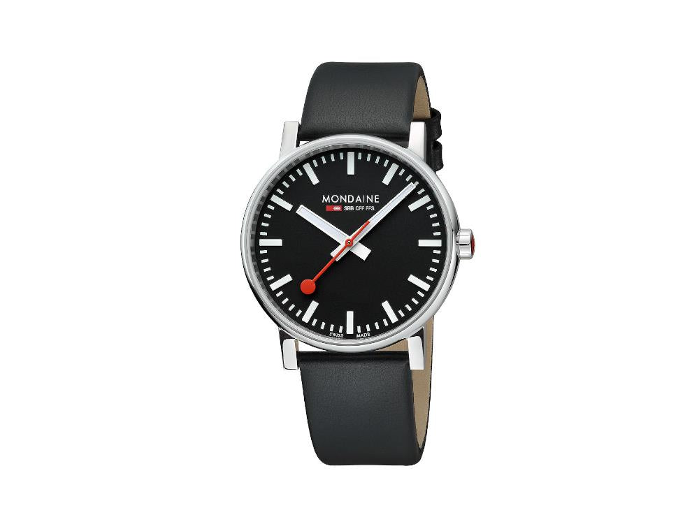 Montre à Quartz Mondaine SBB Evo, Acier poli, Noir, 43 mm MSE.43120.LB