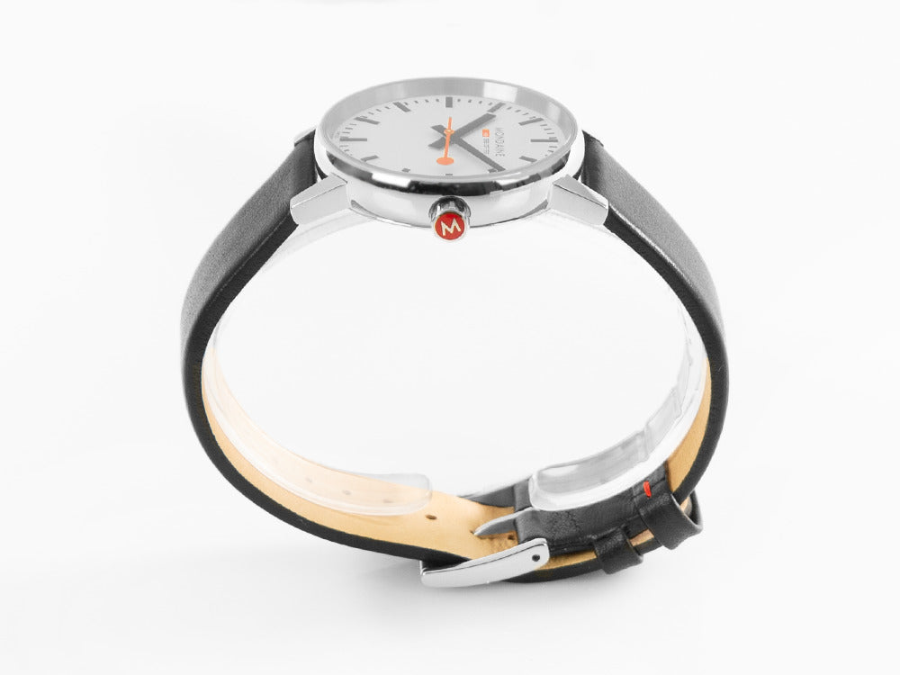 Montre à Quartz Mondaine SBB Evo2, Blanc, 35 mm, Bracelet en cuir, MSE.35110.LB