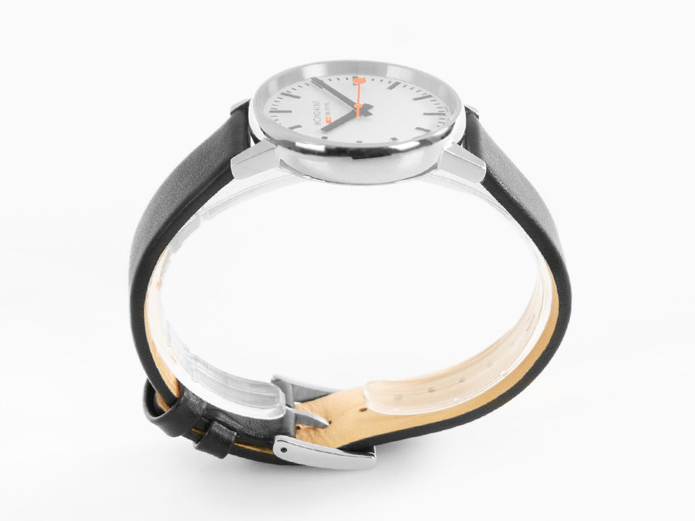 Montre à Quartz Mondaine SBB Evo2, Blanc, 35 mm, Bracelet en cuir, MSE.35110.LB