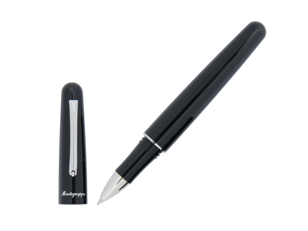 Roller Montegrappa Elmo 01, Résine Noire, Acier Inoxydable, ISEORRAC