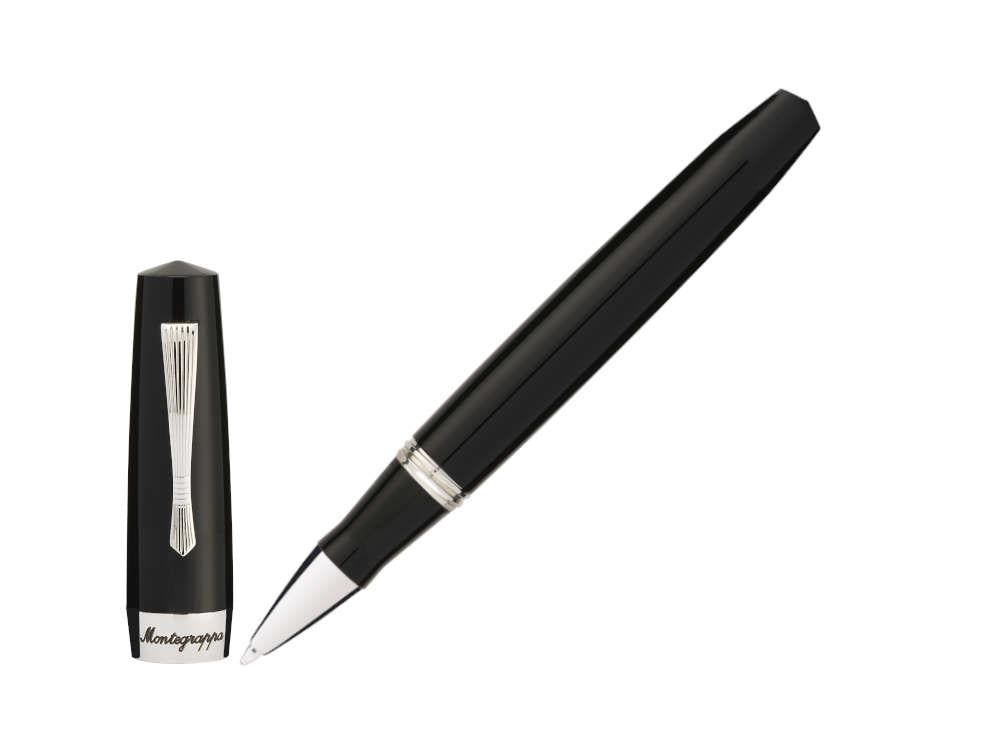 Roller Montegrappa Elmo 02 Jet Black, Résine Noire, Acier Inoxydable, ISE2RRAC