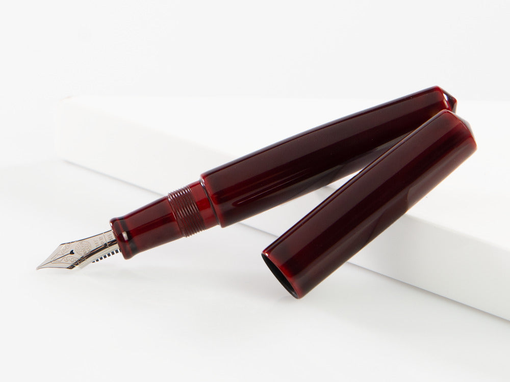 Stylo Plume Nakaya Cigar Piccolo, Aka-Tamenuri, Ebonite, Or 14k rodhium