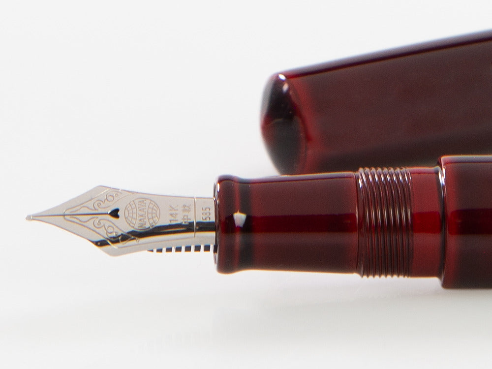 Stylo Plume Nakaya Cigar Piccolo, Aka-Tamenuri, Ebonite, Or 14k rodhium