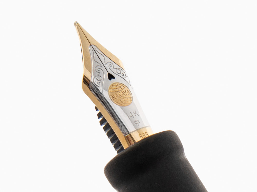 Stylo Plume Nakaya Cigar Long, Black Hairline, Ebonite, D-17mm, Or 14k