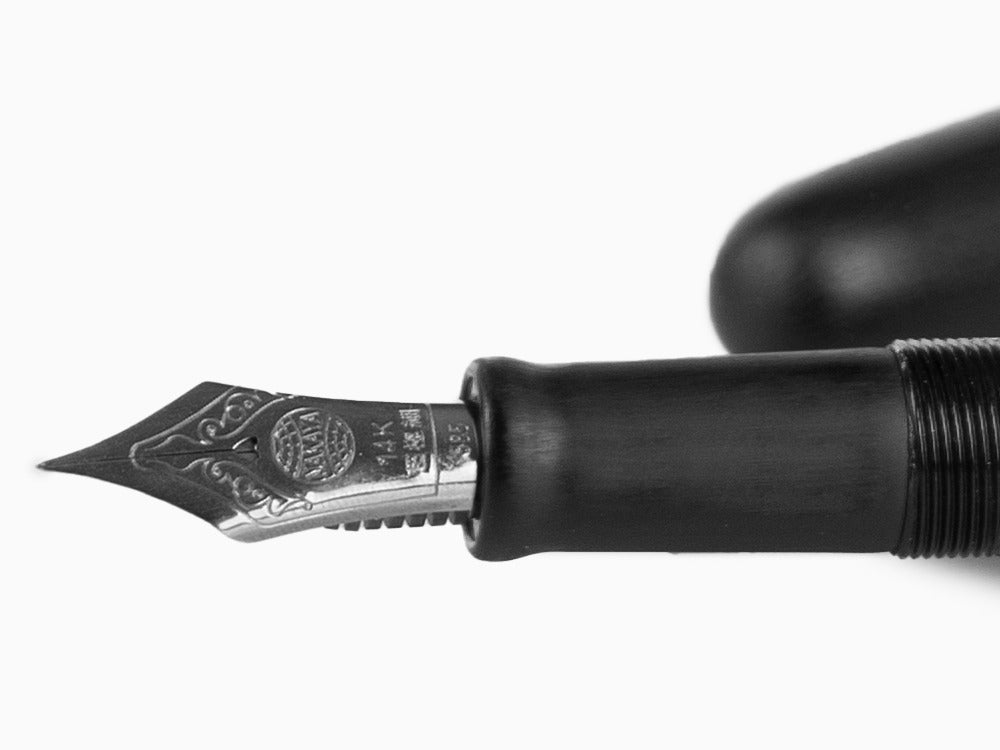 Stylo Plume Nakaya Cigar Long, Black Hairline, Ebonite,Ruthénium