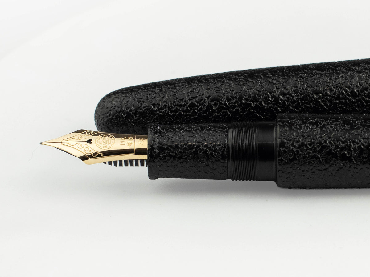 Stylo Plume Nakaya Cigar Portable, Kuro-Ishime, Ebonite, Or 14k