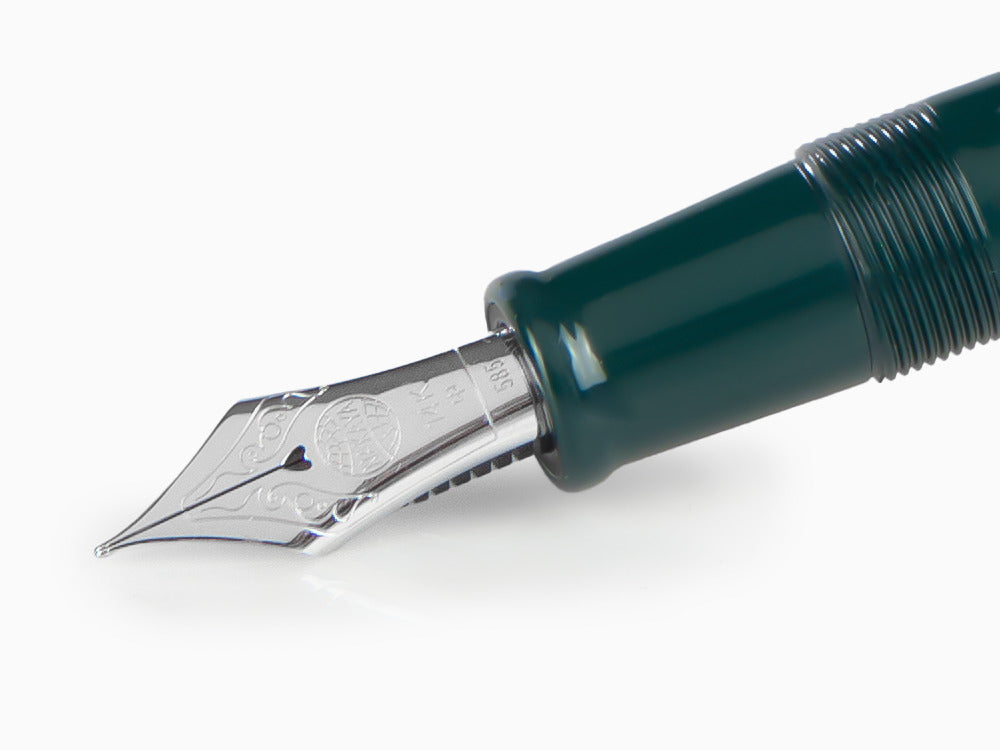 Stylo Plume Nakaya Cigar Portable, Midori, Ebonite, Or 14k rodhium