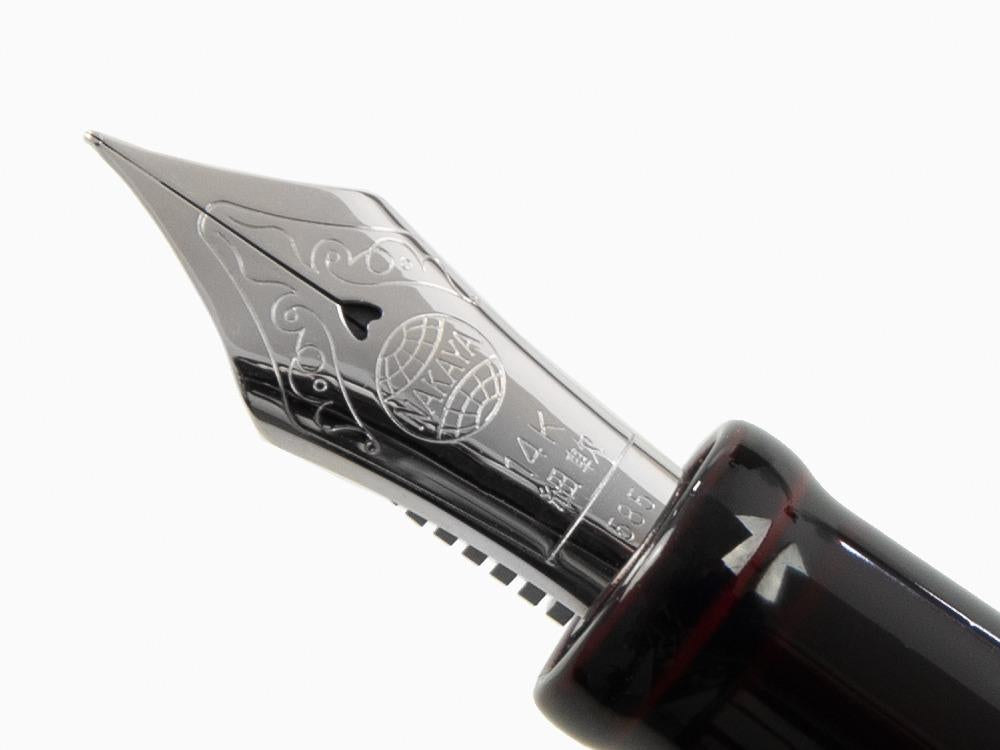 Stylo Plume Nakaya Writer Long Kuro-Tamenuri, Ebonite, Plaqué rhodium