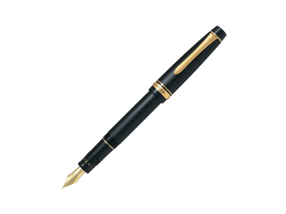 Stylo Plume Pilot Justus 95, Résine, Plaqué or, Noir, FJ-3MR-NB-NT