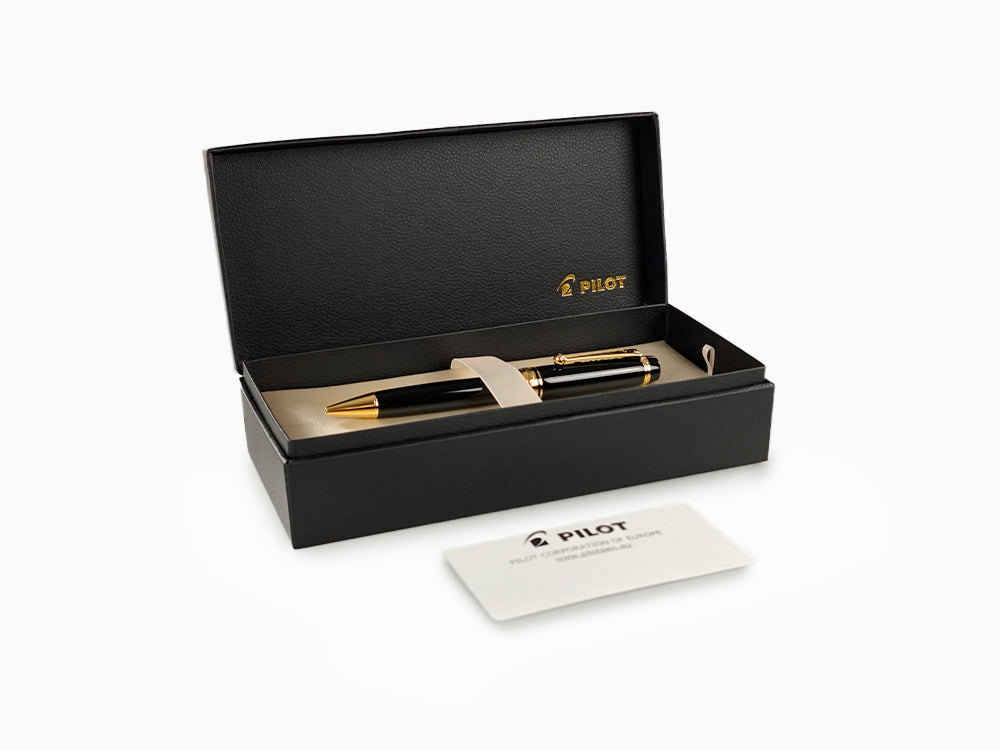 Stylo bille Pilot Custom Urushi, Ebonite, Plaqué or, Noir, BKV-45R-B