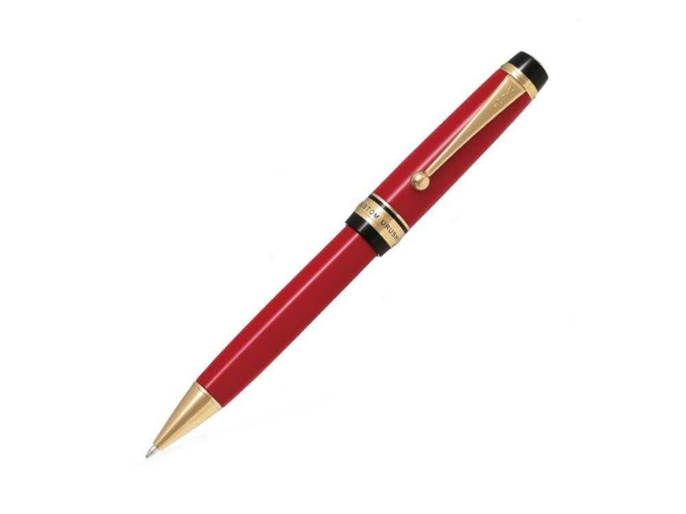 Stylo bille Pilot Custom Urushi, Ebonite, Plaqué or, Rouge, BKV-45R-R