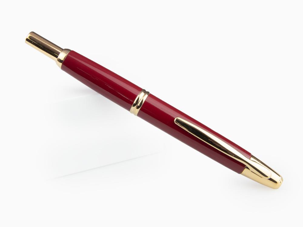 Stylo Plume Pilot Rétractable, Rouge, Or, "Capless"