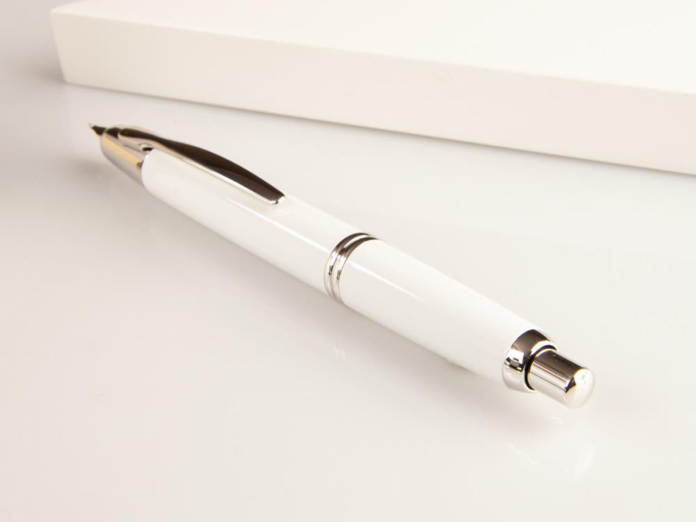 Stylo Plume Pilot Rétractable Blanche "Capless", Chrome