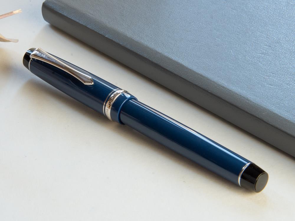 Stylo Plume Pilot Custom Heritage 91, Résine, Chrome, Bleu, NH91A
