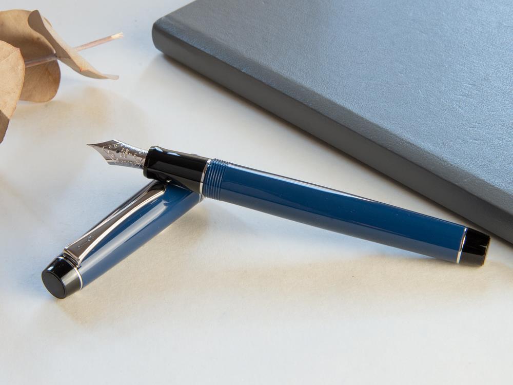 Stylo Plume Pilot Custom Heritage 91, Résine, Chrome, Bleu, NH91A