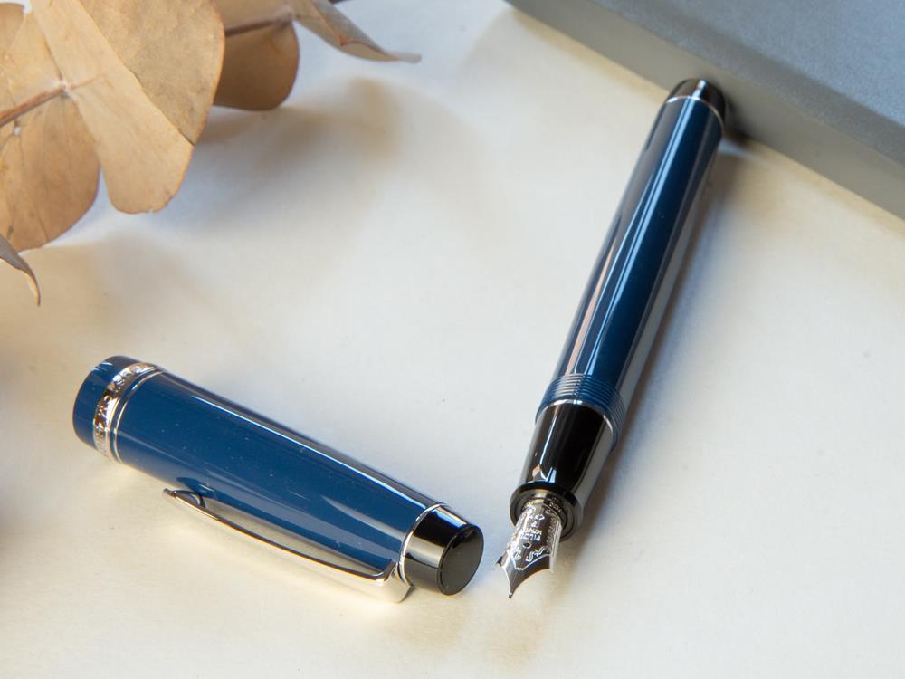 Stylo Plume Pilot Custom Heritage 91, Résine, Chrome, Bleu, NH91A