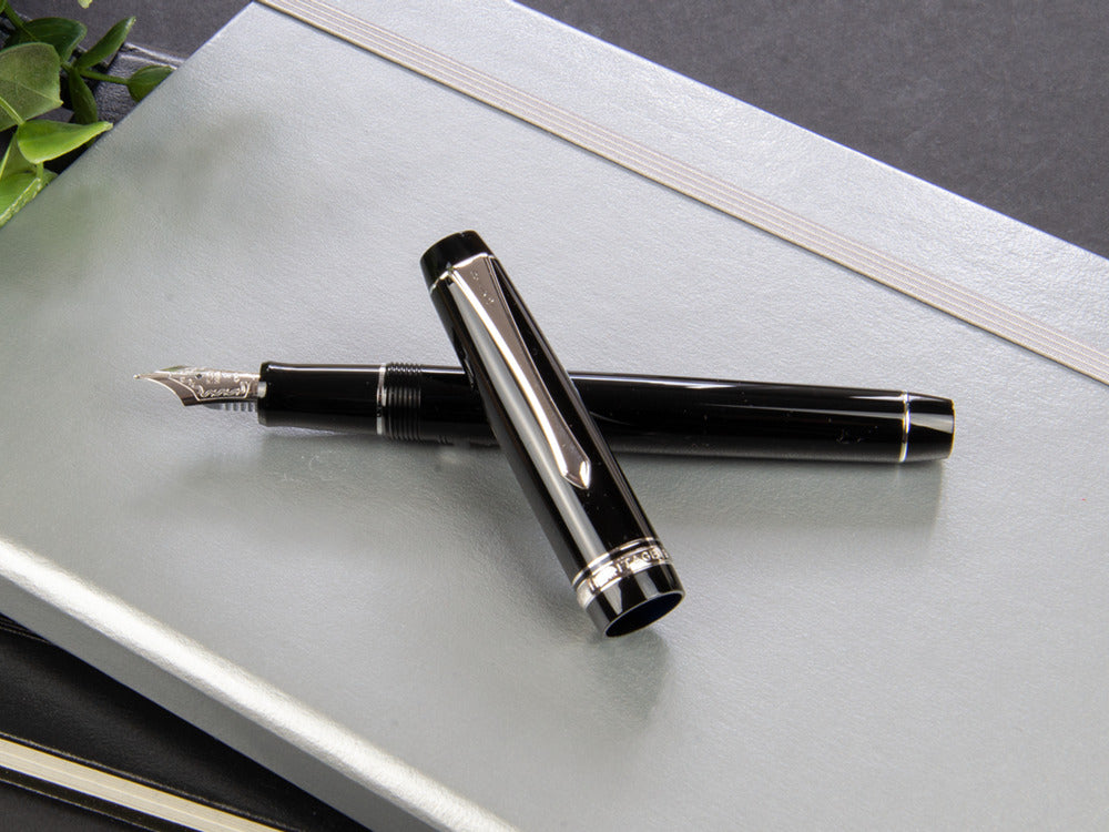 Stylo Plume Pilot Custom Heritage 91, Résine, Chrome, Noir, NH91N