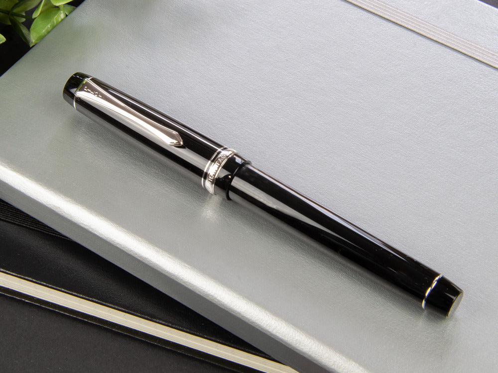 Stylo Plume Pilot Custom Heritage 91, Résine, Chrome, Noir, NH91N
