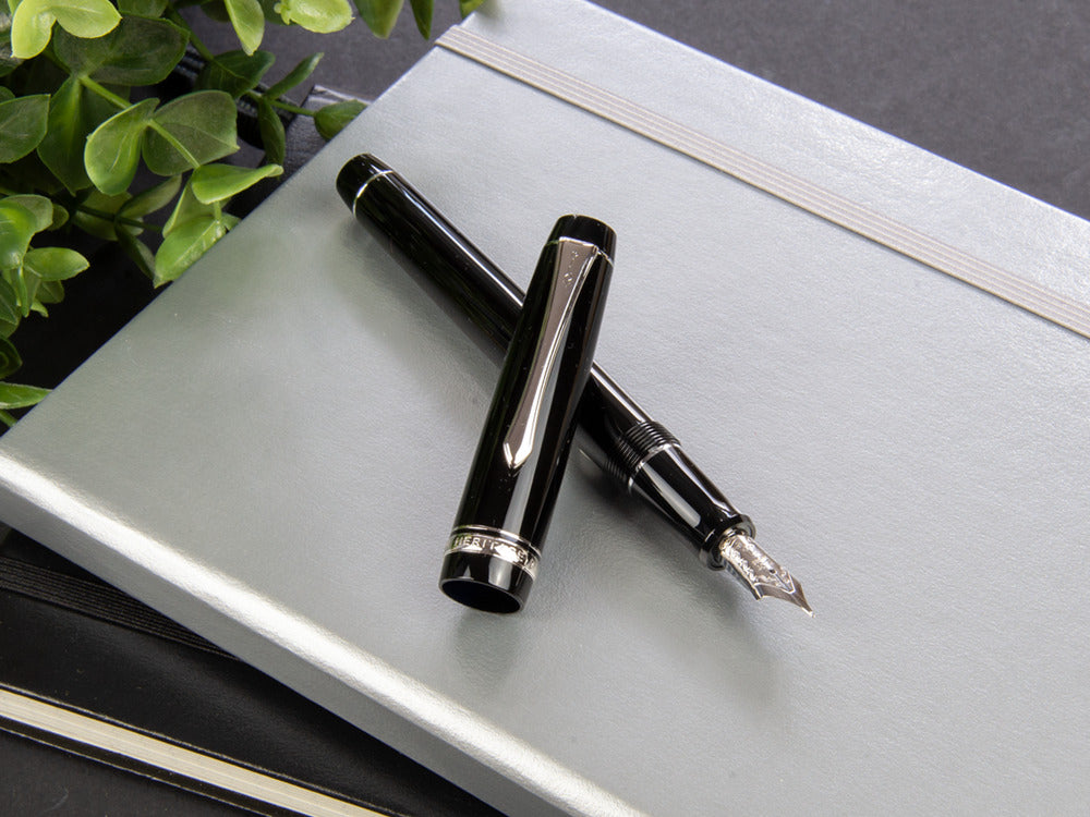 Stylo Plume Pilot Custom Heritage 91, Résine, Chrome, Noir, NH91N