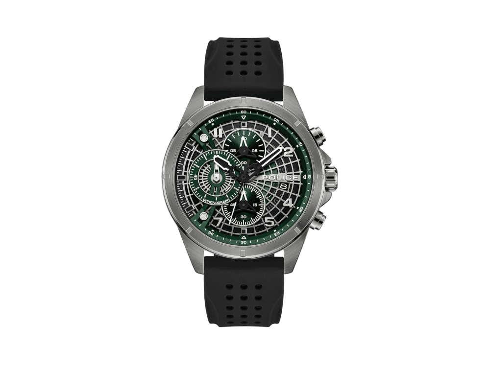 Montre à Quartz Police Cipher, PVD Gun Metal, 45 mm, Vert, PEFGO0000101