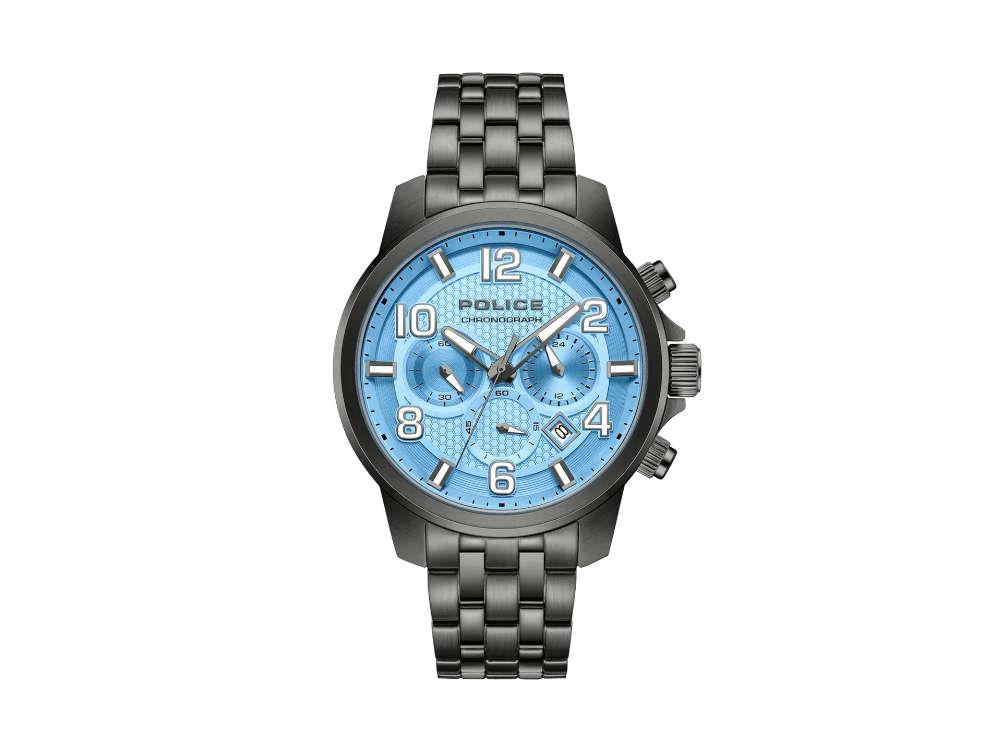 Montre à Quartz Police Belem, PVD, 43 mm, Bleu, PEWGI0000302