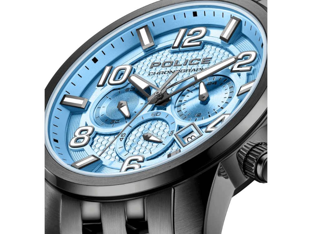 Montre à Quartz Police Belem, PVD, 43 mm, Bleu, PEWGI0000302