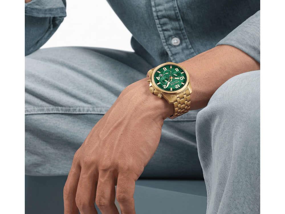 Montre à Quartz Police Belem, PVD Or, 43 mm, Vert, PEWGI0000304