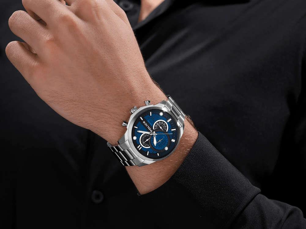 Montre à Quartz Police Reactor, 46 mm, Bleu, PEWGK0039207