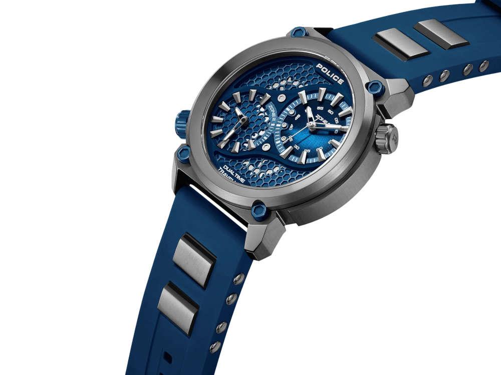 Montre à Quartz Police Boa, PVD, 48 mm, Bleu, PEWGM0071803