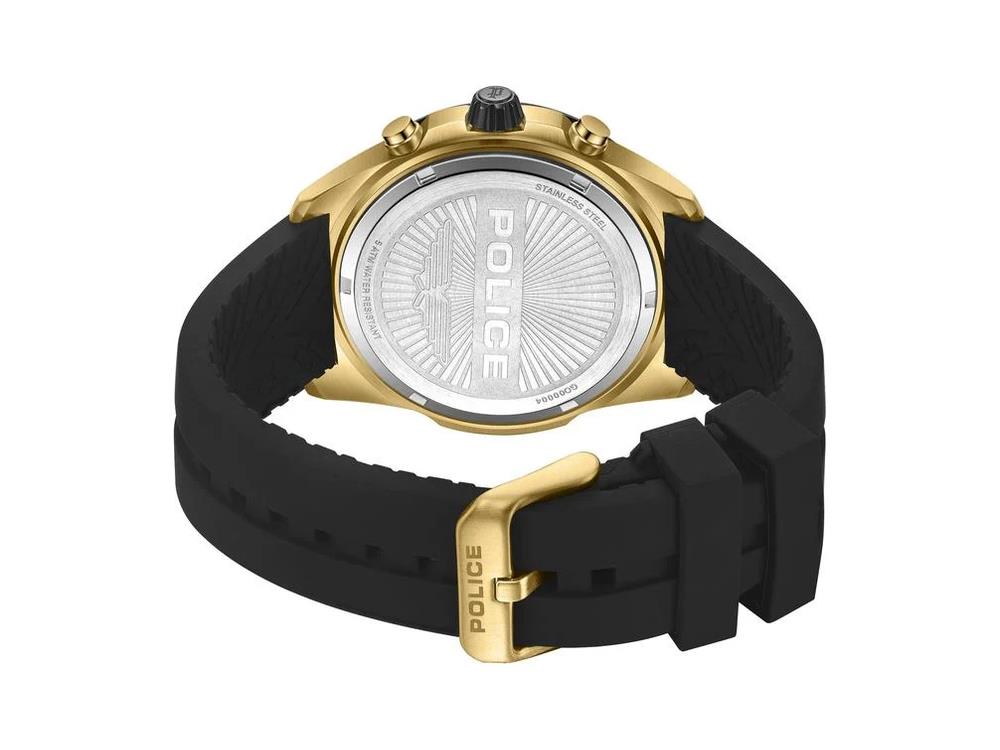 Montre à Quartz Police Warren, PVD Or, 43 mm, Noir, PEWGO0000402