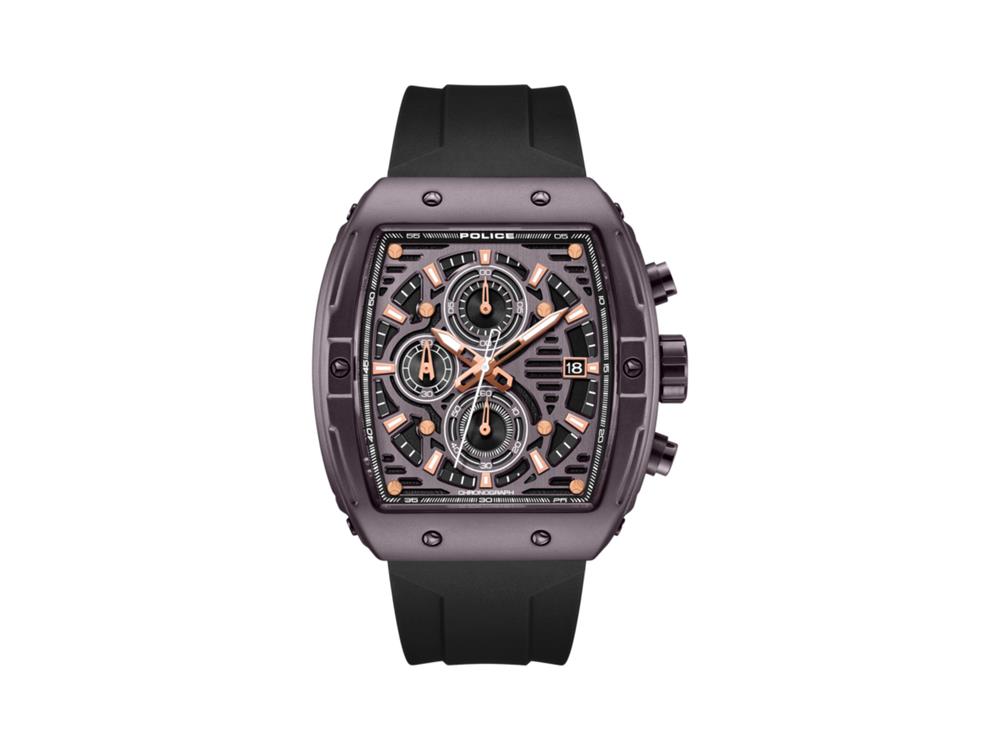 Montre à Quartz Police Connector, 46 mm, Marron, PEWGO0000703