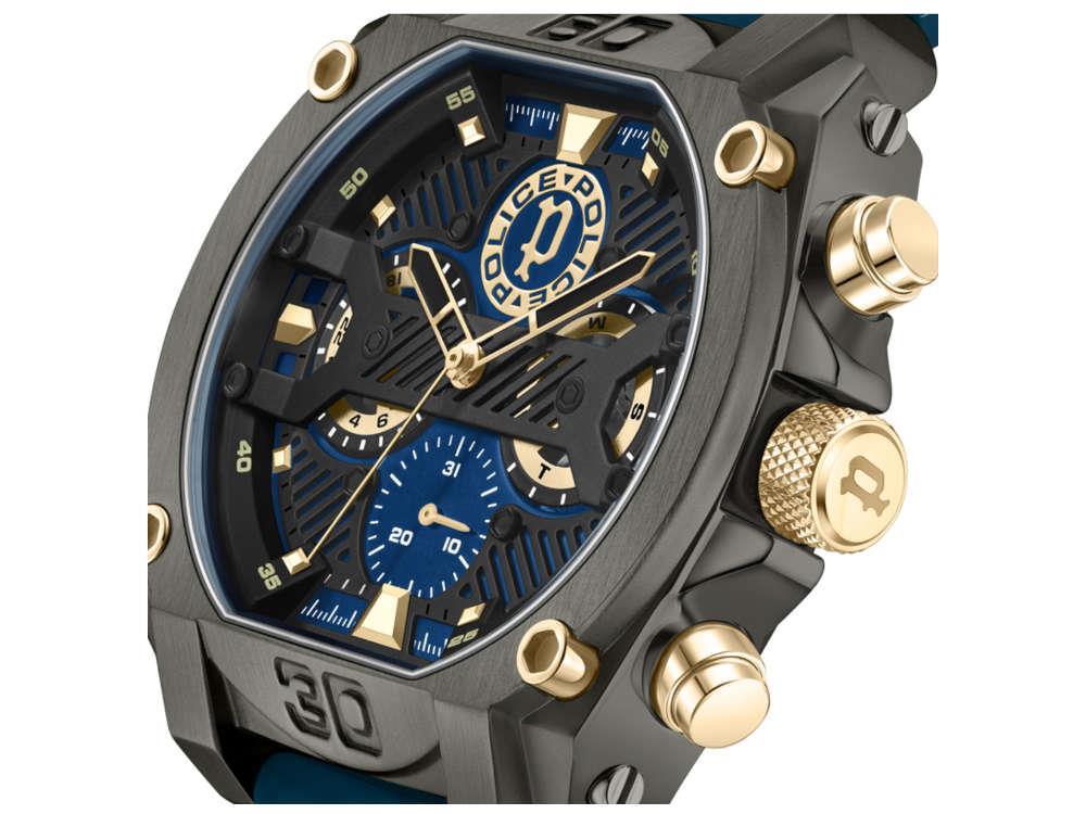 Montre à Quartz Police Norwood Navy, PVD, 45 mm, Bleu, PEWGQ0040001M