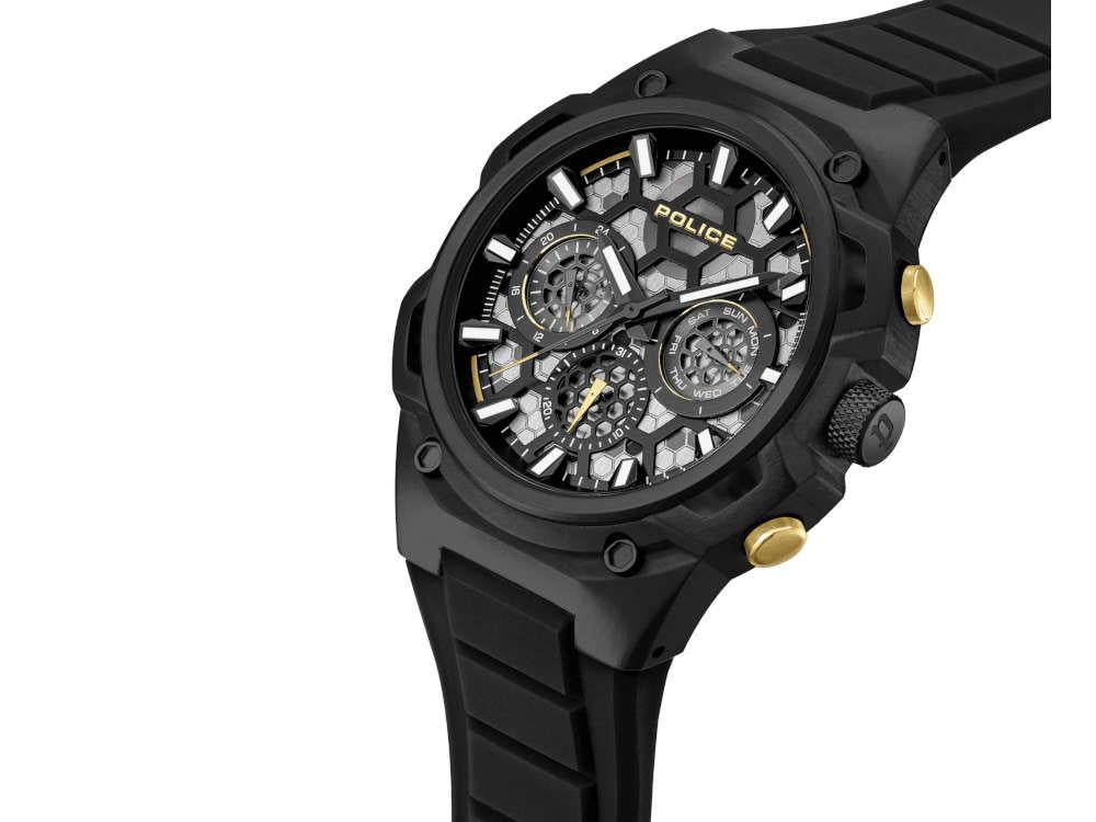 Montre à Quartz Police Challenger, PVD, 46 mm, Noir, PEWGQ0071901