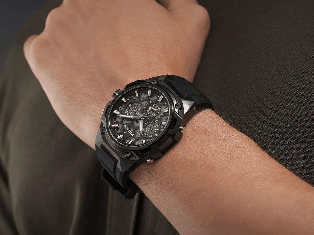 Montre à Quartz Police Challenger, PVD, 46 mm, Noir, PEWGQ0071901