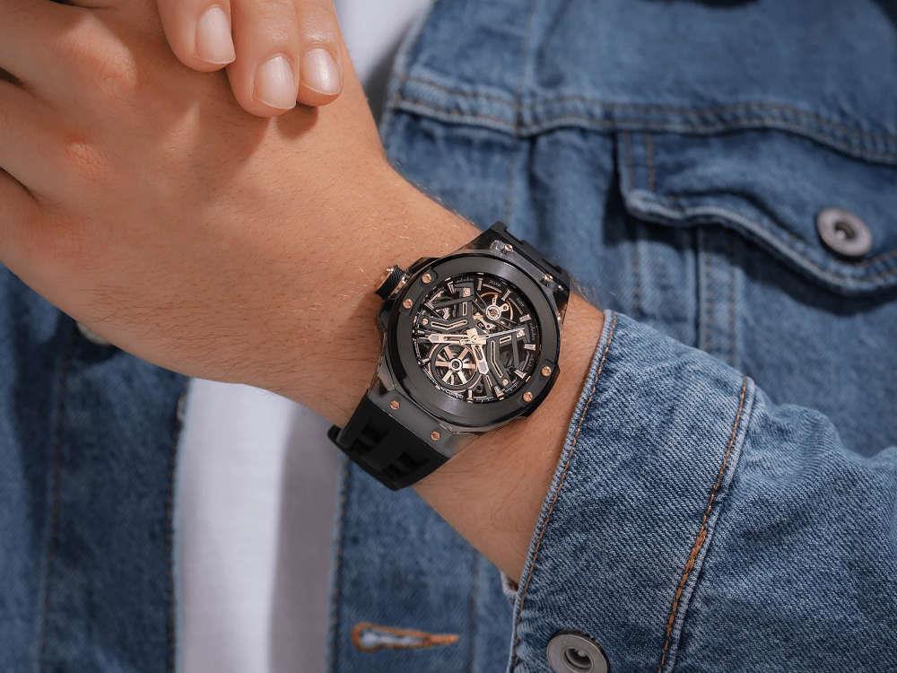Montre Automatique Police Cyclone, PVD, 43 mm, Noir, PEWGR0082202