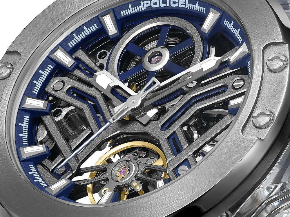 Montre Automatique Police Cyclone, 43 mm, Bleu, PEWGR0082204