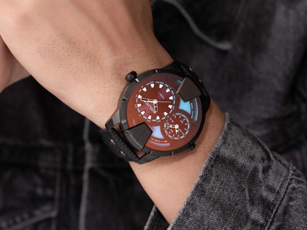 Montre à Quartz Police Huntley, PVD, 48 mm, Noir, PEWJA0022001