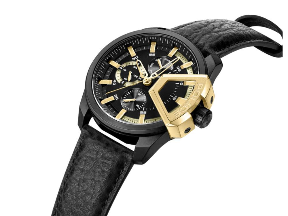 Montre à Quartz Police Underlined, PVD, 46 mm, Noir, PEWJF0005704