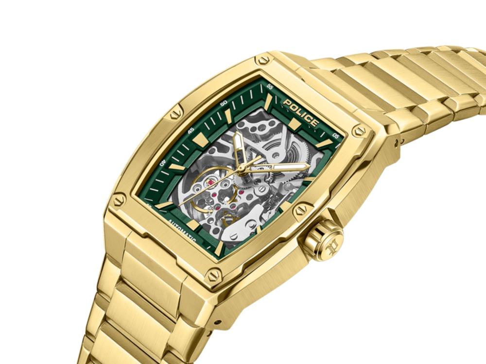 Montre Automatique Police Skeletor, 42 mm, Vert, PEWJL0072206