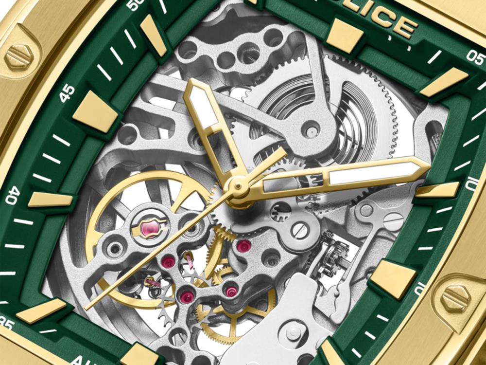 Montre Automatique Police Skeletor, 42 mm, Vert, PEWJL0072206