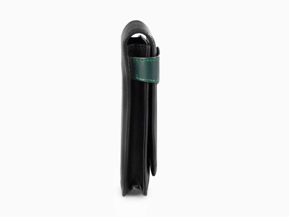 Étui Stylo 3 pièces Pelikan, Cuir, Noir-Vert, Doux, Barrette, 924092