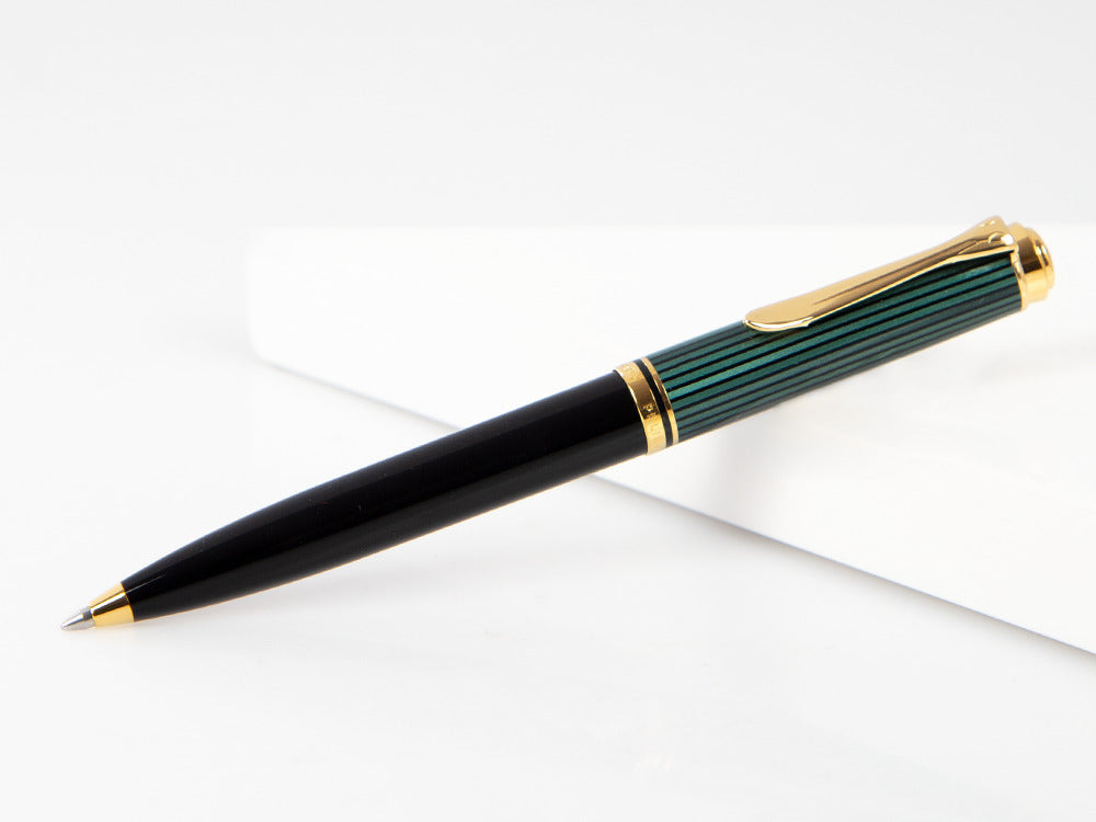Stylo bille Pelikan K600, Noir et vert, Attributs or, 980086