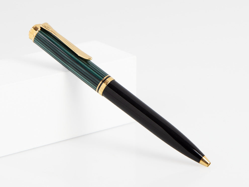 Stylo bille Pelikan K600, Noir et vert, Attributs or, 980086