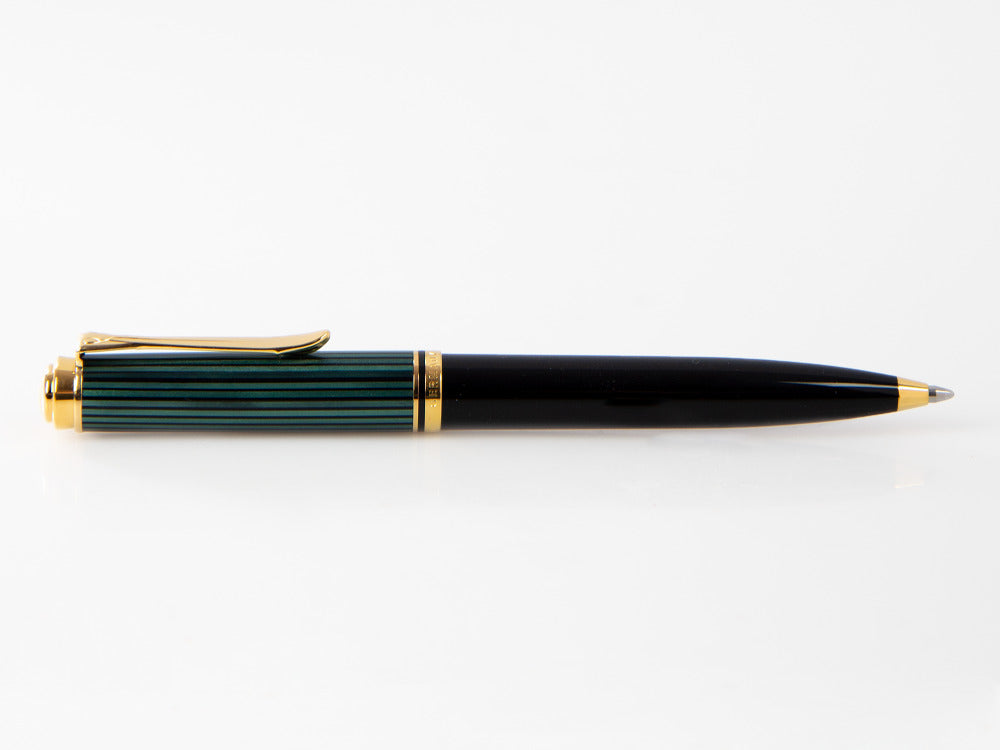 Stylo bille Pelikan K600, Noir et vert, Attributs or, 980086