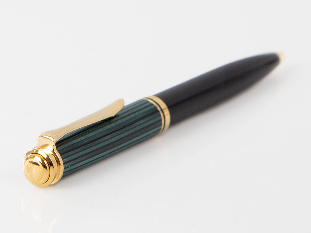 Stylo bille Pelikan K600, Noir et vert, Attributs or, 980086